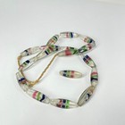 Faceted Bohemian Translucent White Striped Trade Beads 30 Inch