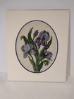 Vintage Completed Needle Punch Irises Floral Professionally Mounted And Matted