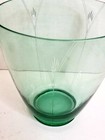Vintage Scandinavian Green Vase Cut Art Glass Art Deco Style Design 5 5x6 