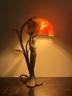 Antique Art Nouveau Figural Girl Woman Nautilus Shell Table Lamp Gorgeous Rare