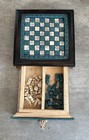 Vintage Chess Board Mayan Vs Conquistador Wood Stone Aztec Calendar Set-complete