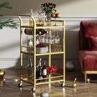 Tutotak Bar Cart Home Bar Serving Cart 3-tier Mirrored Shelf Wine Cart Mobile
