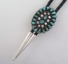 Sterling Silver And Petit Point Turquoise Quality Southwestern Bolo Tie
