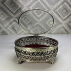 Vintage Golden Velvet Glass Trinket Jewelry Box Victorian Style Beveled Glass