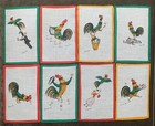 Vintage Cocktail Napkins Mcm Fabres Roosters With Cocktails Leacock Set 8 Rare