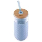 Ello Devon 18oz Glass Tumbler With Lid Blue