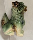 Vintage Ceramic Foo Dog Shishi Guardian Lions Statue 7  Tall Chinese Green Blue