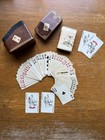 Vintage Italian Leather Playing Card Case For 2 Decks - Decks Are Complete