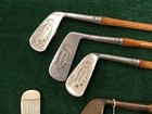 5 Antique Vintage Assorted Hickory Wood Shaft Golf Club Bee Line Spalding