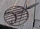 Antique Cast Iron Blacksmith Forged Rotating Fireplace Hearth Trivet 1820