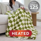 Sunbeam Printed Royal Sherpa Foot Pocket Heated Throw Electric Blanket  50  X 60