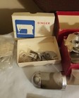 Lot Of Vtg Sewing Machine Accessories  Buttonholers  Attachments  Sewing Box