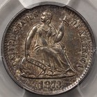 1873-s H10c Liberty Seated Half Dime Pcgs Au58