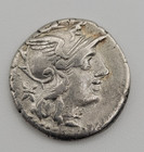 134 Bc Roman Republic Denarius Ti  Minucius Cf augurinus Roma Helmet Silver Coin