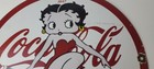 Vintage Coca Cola Sign - Betty Boop Bottle Doll Gas Pump Porcelain Sign