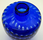 Vintage Unmarked Blown Blue Cobalt  Art Glass Vase Graduate Control Bubbles