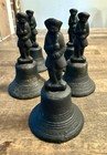 Vintage Cast Iron Minuteman Colonial Soldier Hand Bells Set Of 5 Americana