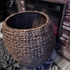 Vintage Water Hyacinth Storage Basket Organizer Tote     Handwoven  Large - No Lid