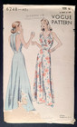 Rare Vtg 1940s Vogue 6248 Sew Pattern Nightgown Evening Dress Open Back Size 16