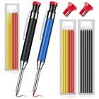 2pc Long Nose Deep Hole Mechanical Woodworking Carpenter Pencils With 18 Refills