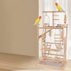 Pet Parrot Playstand Parrot Perch Stand Climb Exercise Stand Wooden Toy Cage 