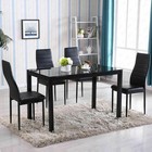 5 Piece Dining Table Set 4 Chair Glass Metal Kitchen Room Breakfast Furniture Us