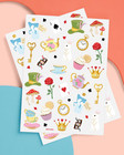 Whimsical Tea Party Temporary Tattoos - 52 Gold Foil Pcs   Fairytale Birthday Ac