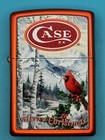 Merry Christmas Cardinal Case Cutlery 2024 Red Metallic Zippo Lighter New
