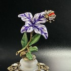 Frosted Perfume Bottle With Rhinestone Ladybug On Purple Flower Made Of Metal 4 