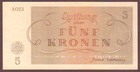 Czechoslovakia   Judaica Theresienstadt Ghetto  Wwii  5 Kronen 1943  Unc