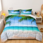 Bducok Ocean Comforter Set Queen Size Beach Bedding Set Tropical Palm Tree Ha