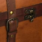 Vintage Wooden   Leather Accents Trunk Chest Treasure Storage Box Antique Decor