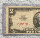 1953 B  2 Dollar Bill Legal Tender Red Seal A72767869a - In Plastic Sleeve