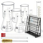 Lab Glassware Set With Drying Rack Lab Flask Glass Measuring Glass Kit 11 14pcs 