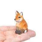 Red Fox Figurine Statue Small Wood Art Sculpture Decoration Carved Miniature New