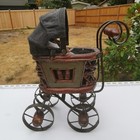 Vtg  Antique Victorian Doll Wrought Iron Wicker Carriage Buggy Stroller 