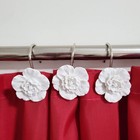 White Flower Shower Curtain Hooks Set Of 12 Home Fashion Decorative Rust Proo   