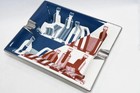 Hermes Belt Motif Change Tray Blue Red Porcelain Ashtray Plate Wine Dinnerware