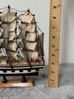 Vintage Mini Wooden Sailboat Ship Model W  Stand Nautical Decor 6    Tall