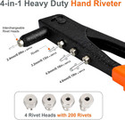 Hand Rivet Gun  Manual Riveter With 4 Nosepieces   200 Rivets