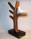 Old Bird Tree Hand Crafted Wood Art Sculpture Statue Figurine Vintage Antique Vg