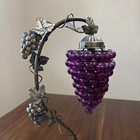 Vintage 70 s Lucite Purple Fruit Grapes Cluster Table 3 Way Touch Lamp - Works 
