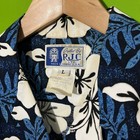 Large Vtg Rjc Ltd Hawaiian Shirt Mens Blue White Floral Aloha Rayon Button Up