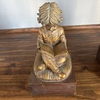 Vintage Pair Of Bookends Boy And Girl Reading Bronze Color  10   