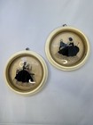 Vintage 1930s Silhouette Wall Decor Reverse Painting On Glass Set 2 Victorian