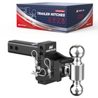 Adjustable 2  Receiver 4  Drop rise Tow Hitch Dual Ball Mount Trailer 15000lbs