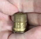 Vintage Collectible Thimble - Ez  11 Brass Gold-tone Metal Sewing Thimble