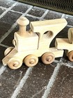 4pc  Handcrafted Wood Train Set By Drew   s Wood Toys - Vtg  Wooden Toy - Nice