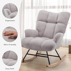 Nursery Rocking Chair Teddy Fabric Glider Chair Upholstered Rocker Grey Teddy