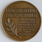1879-1954 Thomas Edison Incandescent Lamp  light s Diamond Jubilee  Bronze Medal
